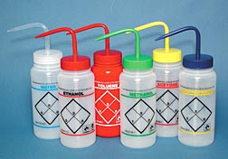 Safety Labeled Wash Bottles