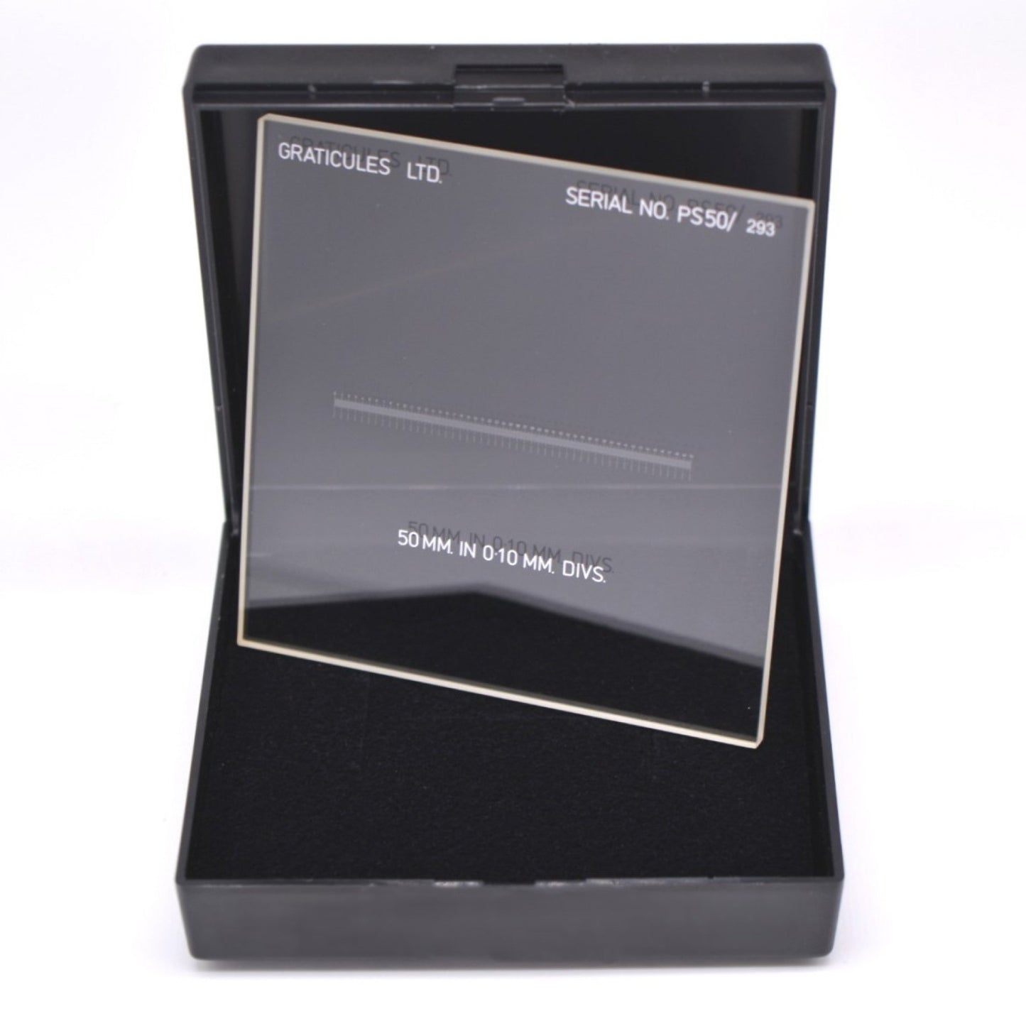 PS50 Micrometer Scale 50mm in 0.1mm divisions, 75x75mm glass