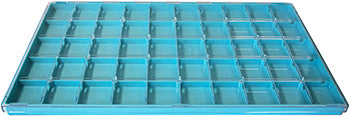 10 and 50-compartment Polystyrene Plastic Sorting Boxes, with Hinged Covers