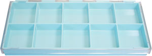 10 and 50-compartment Polystyrene Plastic Sorting Boxes, with Hinged Covers