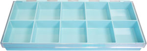 10 and 50-compartment Polystyrene Plastic Sorting Boxes, with Hinged Covers
