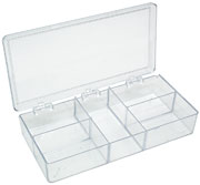Clear Polystyrene Plastic Sorting Boxes, with Hinged Covers