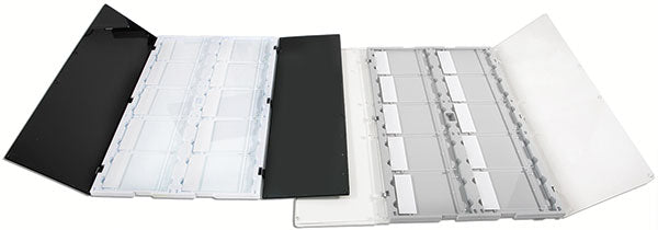 Plastic Slide Holder Tray with Clear or Black Plastic Hinged Covers for 3 x 2" Slides