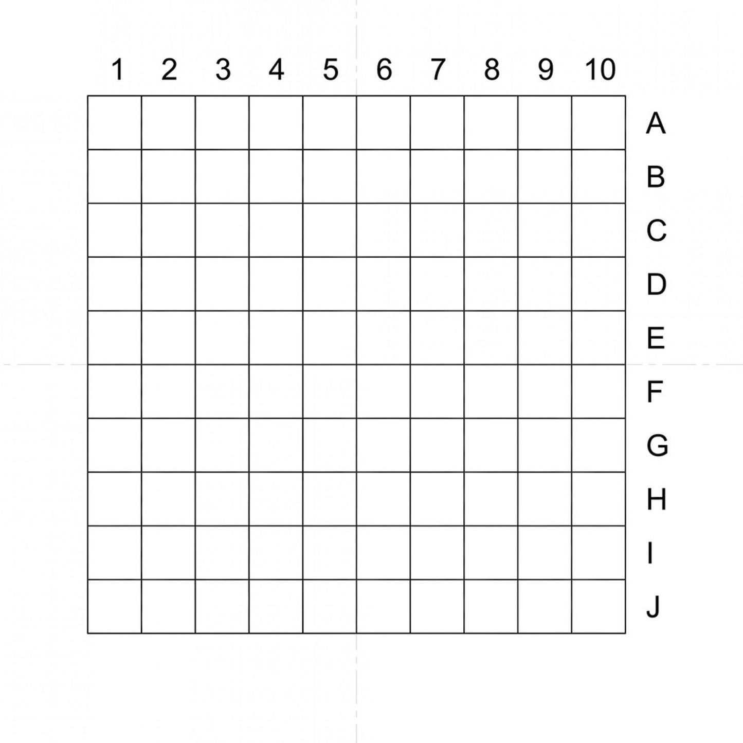 NE10A Indexed Grid 10 x 10 grid, 0.5mm pitch, marked 1-10 & A-J