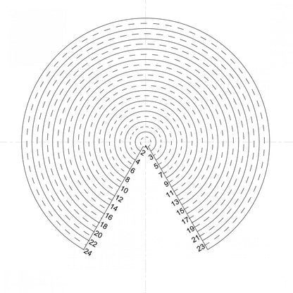 NE22 Concentric Circles, 24 circles with clear segment, 0.5mm - 12mm diameter