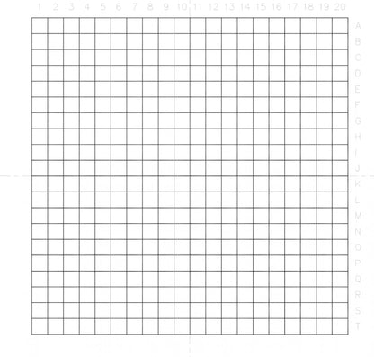 NE71 Index pattern, 10mm x 10mm grid with 0.5mm squares, marked 1-20, A-T