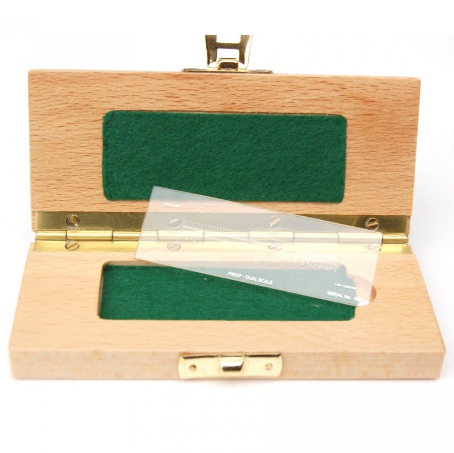 PS52P Dual Micrometer Calibration Slide, 76mm x 25mm, positive image, 50mm in 0.1mm divisions and 2" in 5" divisions, serial